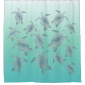 Silver Turquoise Zee Turtles Pattern Douchegordijn (Voorkant)