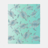 Silver Turquoise Zee Turtles Pattern Fleece Deken (Voorkant)