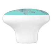 Silver Turquoise Zee Turtles Pattern Keramische Knop (Zijkant)
