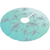 Silver Turquoise Zee Turtles Pattern Kerstboom Rok (Gekanteld)