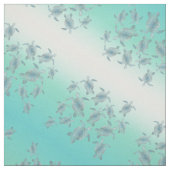 Silver Turquoise Zee Turtles Pattern Stof (Swatch)