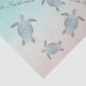 Silver Turquoise Zee Turtles Pattern Tissuepapier (Detail)
