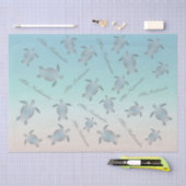 Silver Turquoise Zee Turtles Pattern Tissuepapier (Craft)