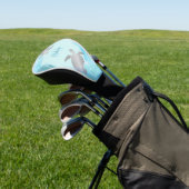 Silver Turtle Blue Coastal Monogram Jouw naam Golfheadcover (Insitu)