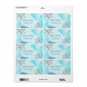 Silver Turtle Blue Ink Coastal QR Code Etiket (Full Sheet)
