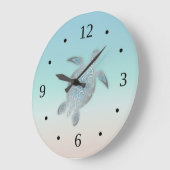 Silver Turtle Coastal Beach Style Modern Numbers Grote Klok (Hoek)