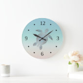 Silver Turtle Coastal Beach Style Modern Numbers Grote Klok (Huis)