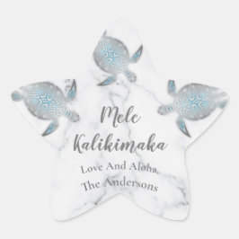 Silver Turtle Marble | Mele Kalikimaka |Kerstmis Ster Sticker