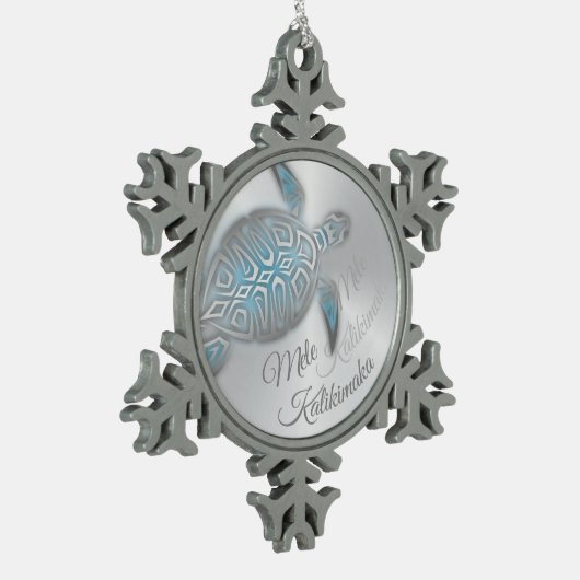 Silver Turtle | Mele Kalikimaka | Tin Sneeuwvlok Ornament (Links)