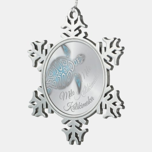 Silver Turtle | Mele Kalikimaka | Tin Sneeuwvlok Ornament (Rechts)