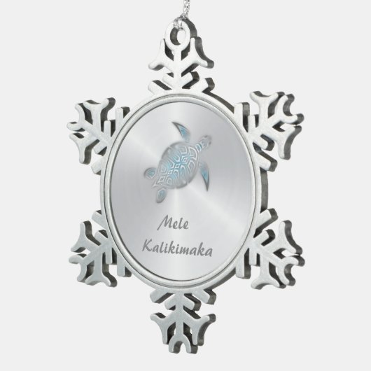 Silver Turtle | Mele Kalikimaka | Tin Sneeuwvlok Ornament (Rechts)