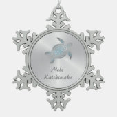 Silver Turtle | Mele Kalikimaka | Tin Sneeuwvlok Ornament (Voorkant)