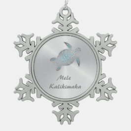 Silver Turtle | Mele Kalikimaka | Tin Sneeuwvlok Ornament