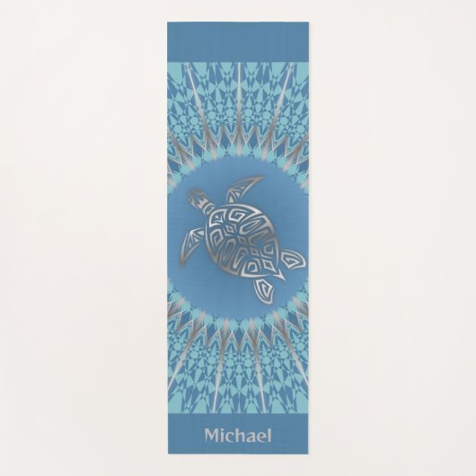 "Silver Turtle Radiance" | Monogram Beach Yogamat (Voorkant)