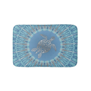"Silver Turtle Radiance"   Tropisch Mandala Badmat