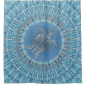"Silver Turtle Radiance" | Tropisch Mandala Douchegordijn (Voorkant)