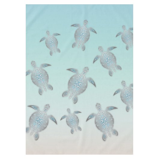 Silver Turtles Beach Style Coastal Tafelkleed (Voorkant)