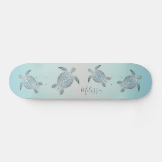 Silver Turtles Beach Style Monogram Coasta Persoonlijk Skateboard (Horizontaal)