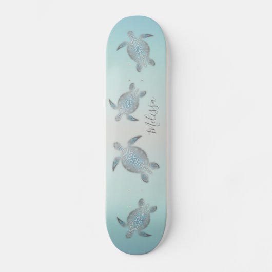 Silver Turtles Beach Style Monogram Coasta Persoonlijk Skateboard (Voorkant)