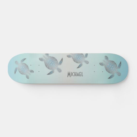 Silver Turtles Beach Style Monogram Coasta Persoonlijk Skateboard (Horizontaal)