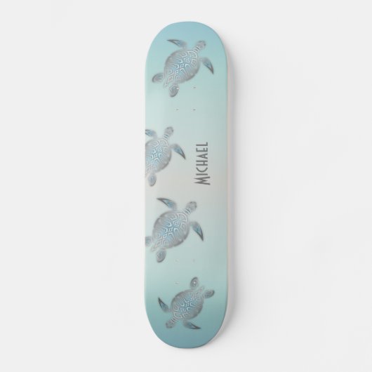 Silver Turtles Beach Style Monogram Coasta Persoonlijk Skateboard (Voorkant)