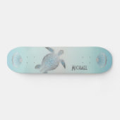 Silver Turtles Beach Style Monogram Coastal Schaat Persoonlijk Skateboard (Horizontaal)