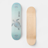 Silver Turtles Beach Style Monogram Coastal Schaat Persoonlijk Skateboard (Voorkant)