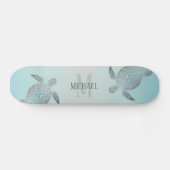 Silver Turtles Beach Style Monogram Jouw naam Persoonlijk Skateboard (Horizontaal)