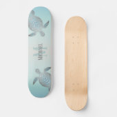 Silver Turtles Beach Style Monogram Jouw naam Persoonlijk Skateboard (Voorkant)