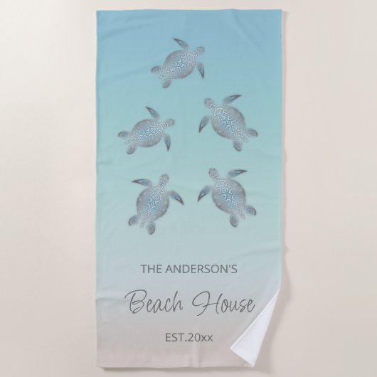 Silver Turtles Beach Style Strandlaken (Voorkant)