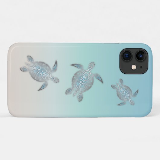 Silver Turtles Beach Style Turquoise Coastal Case-Mate iPhone Case (Achterkant (horizontaal))