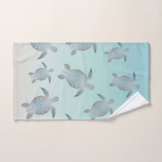 Silver Turtles Beach Style Turquoise Coastal Handdoek (Handdoek)
