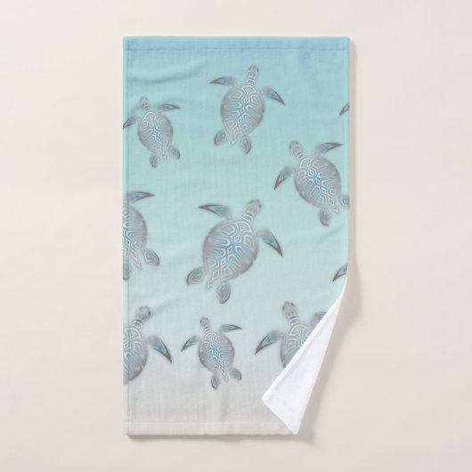 Silver Turtles Beach Style Turquoise Coastal Handdoek (Handdoek)