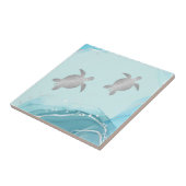 Silver Turtles Blue Ink Background | Kustkust Tegeltje (Zijkant)