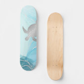 Silver Turtles Blue Ink Background Persoonlijk Skateboard (Voorkant)
