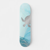 Silver Turtles Blue Ink Background Persoonlijk Skateboard (Voorkant)