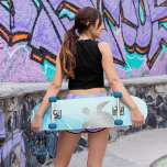 Silver Turtles Blue Ink Background Persoonlijk Skateboard<br><div class="desc">Dit skateboard voor haar is voorzien van zilverschildpadden op een turquoise blauwe zilveren inkt achtergrond.</div>