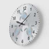 Silver Turtles Coastal Modern Numbers Grote Klok (Hoek)