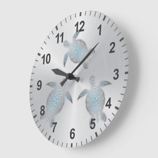 Silver Turtles Coastal Modern Numbers Grote Klok (Hoek)