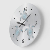Silver Turtles Coastal Modern Numbers Grote Klok (Hoek)