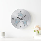 Silver Turtles Coastal Modern Numbers Grote Klok (Huis)