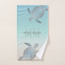 Silver Turtles Initialen Jouw naam Turquoise Beige