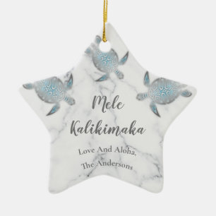 Silver Turtles   Mele Kalikimaka Hawaiian Keramisch Ornament