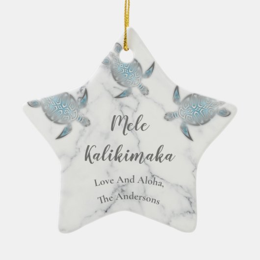 Silver Turtles | Mele Kalikimaka Hawaiian Keramisch Ornament (Voorkant)