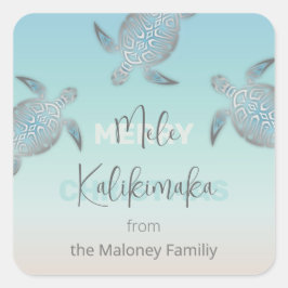 Silver Turtles Mele Kalikmaka Coastal  Vierkante Sticker