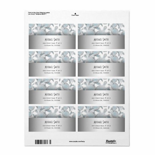 Silver Turtles Pattern Etiket (Full Sheet)