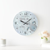 Silver Turtles Pattern Familienaam Coastal Grote Klok (Huis)