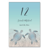 Silver Turtles Tropical Leaves Beach Wedding Kaart (Achterkant)