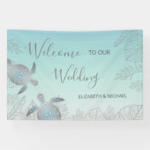 Silver Turtles Turquoise Beach Wedding Reception Spandoek (Horizontaal)