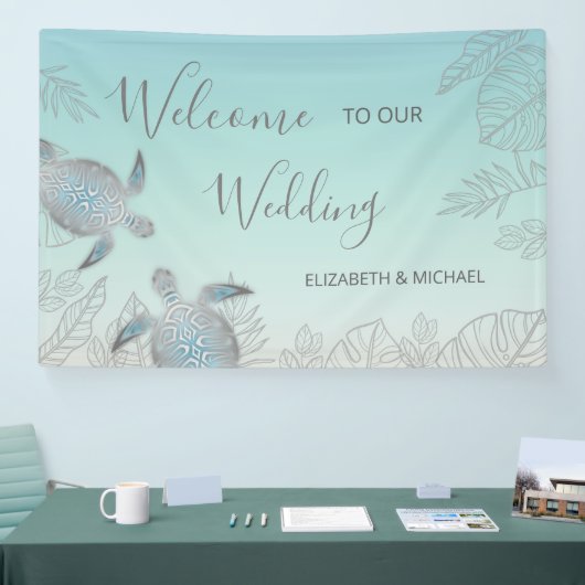 Silver Turtles Turquoise Beach Wedding Reception Spandoek (Beurs)